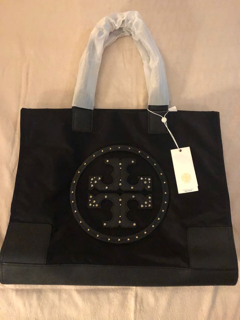 Tory Burch Ella stud logo tote Women s Fashion Bags Wallets