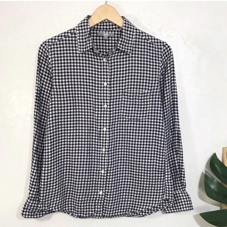 UNIQLO GINGHAM SHIRT, Fesyen Wanita 