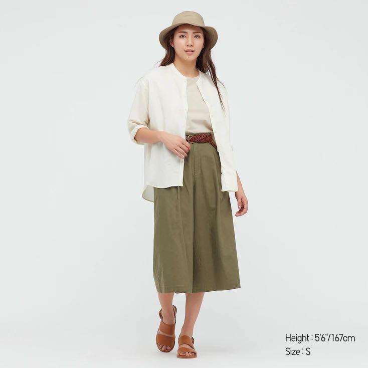 Uniqlo linen cotton wide cropped pants new arrivals