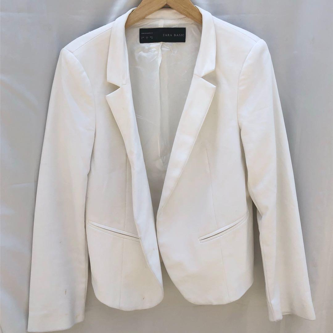 zara basic white blazer