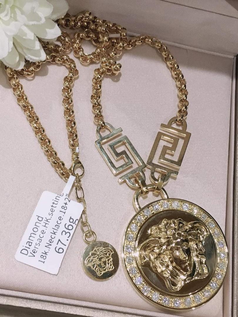 18K HK setting Versace Diamond Necklace 