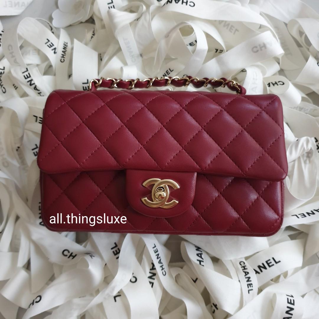 21A Chanel Mini Rectangular Burgundy LGHW, Women's Fashion, Bags & Wallets,  Shoulder Bags on Carousell