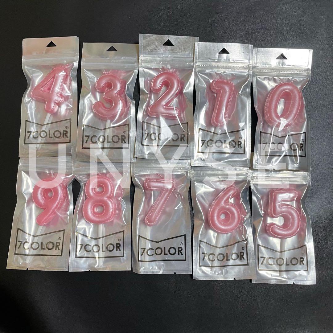 [ Pink ] Number Candles Glossy 0 1 2 3 4 5 6 7 8 9 Happy Birthday Cake
