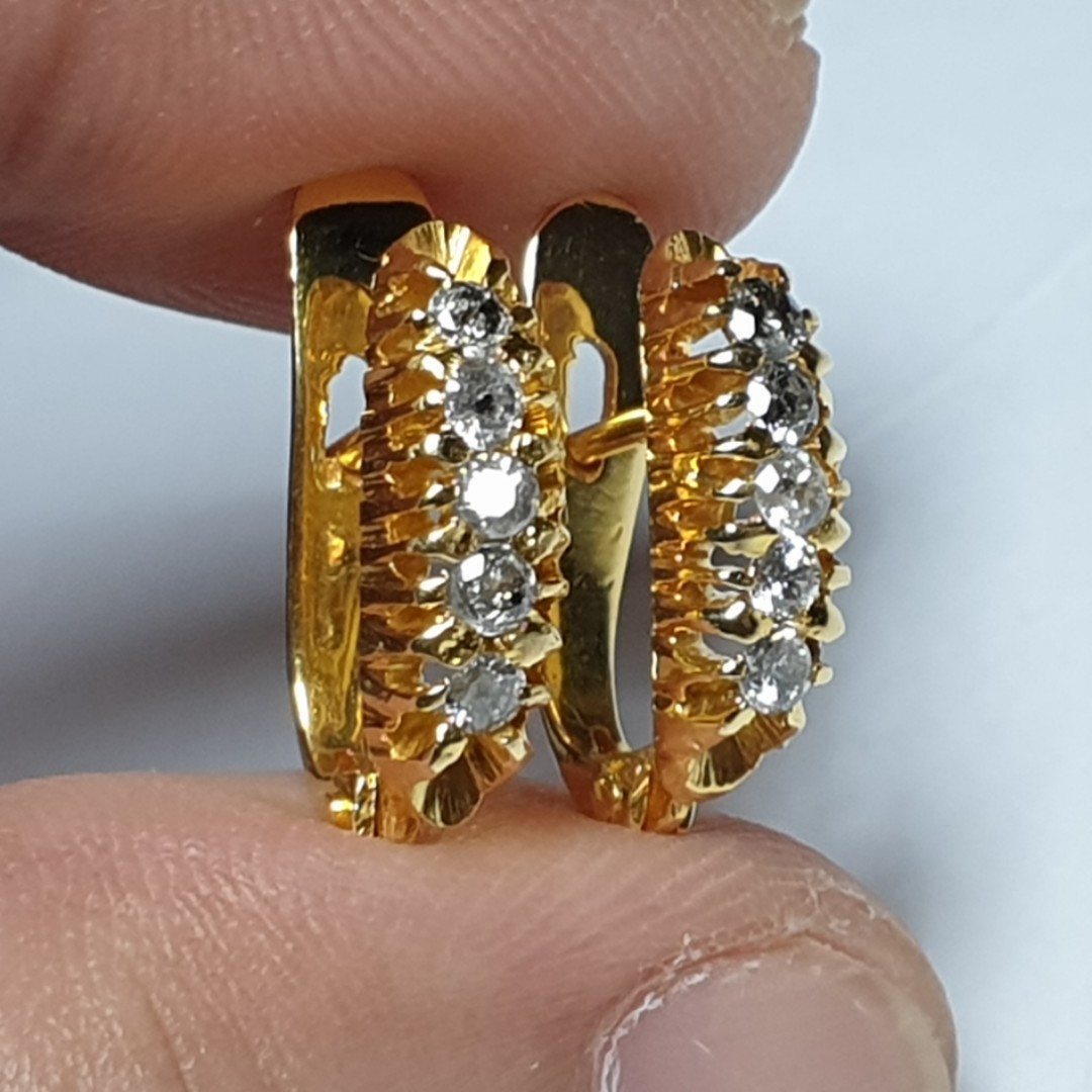 Antique 14k Gold Diamond Earrings, Women's Fashion, Jewelry ...