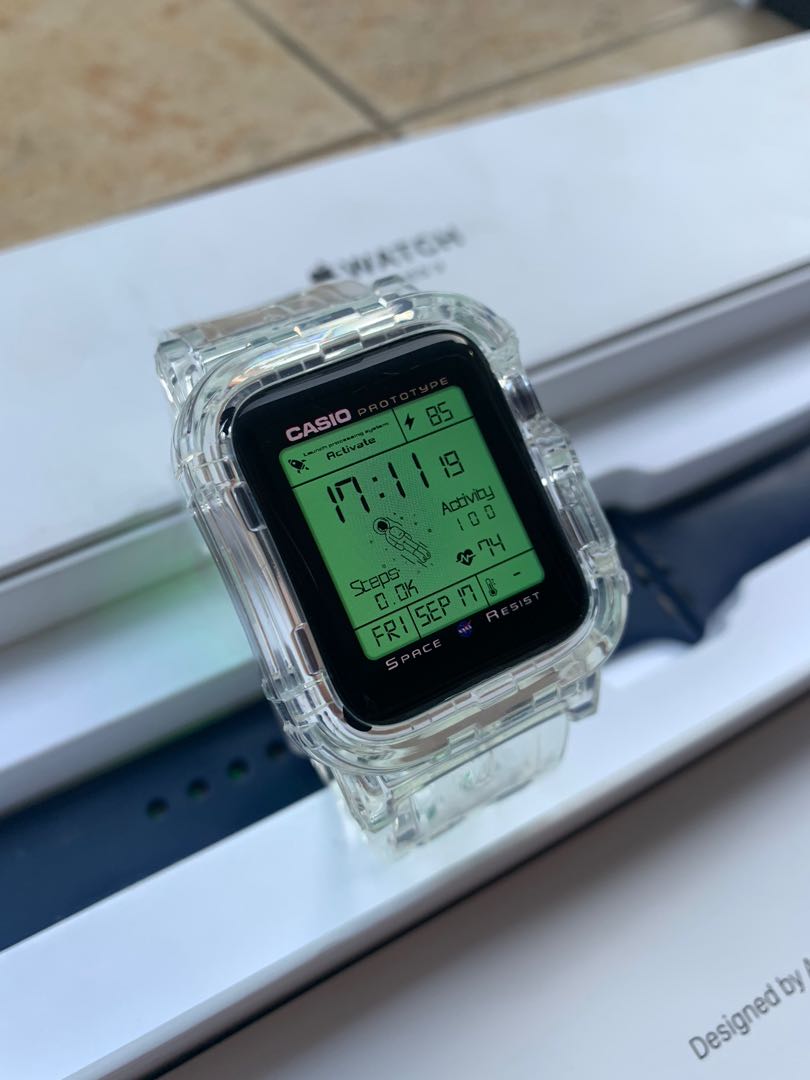 Apple Watch Series 3 38 MM Space Gray Alumunium Fullset Original Bonus Transparent Case