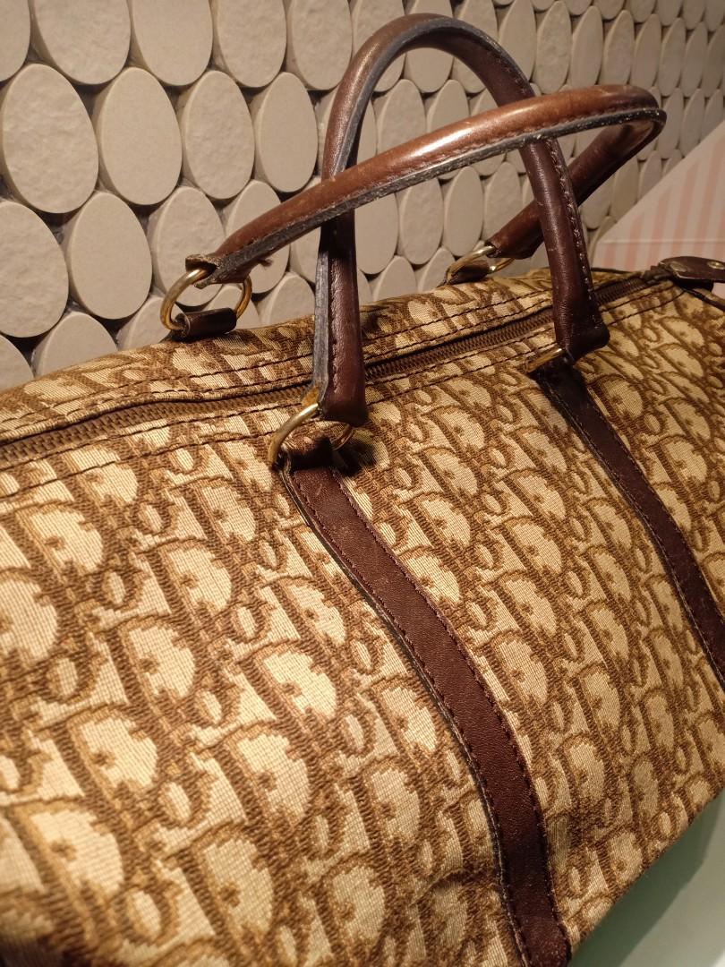 70's vintage Christian Dior brown trotter jacquard handbag with