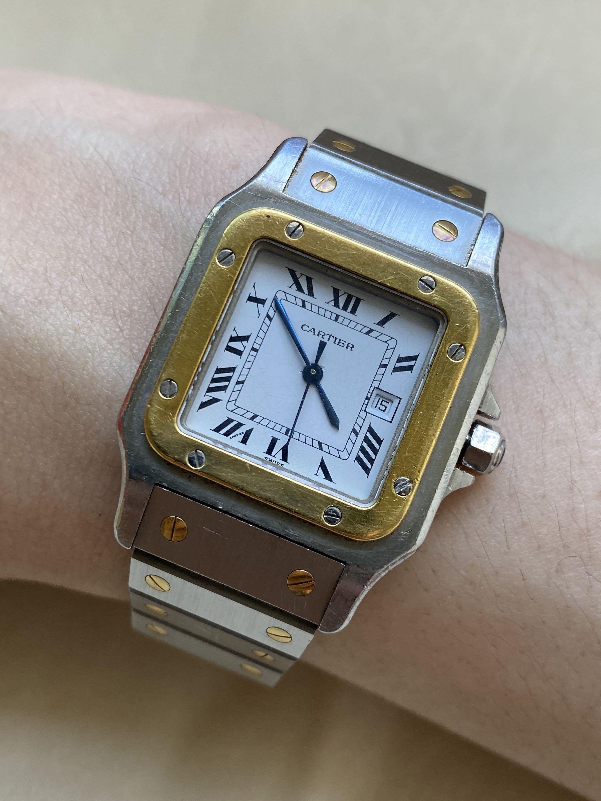 Cartier santos two cheap tone mens