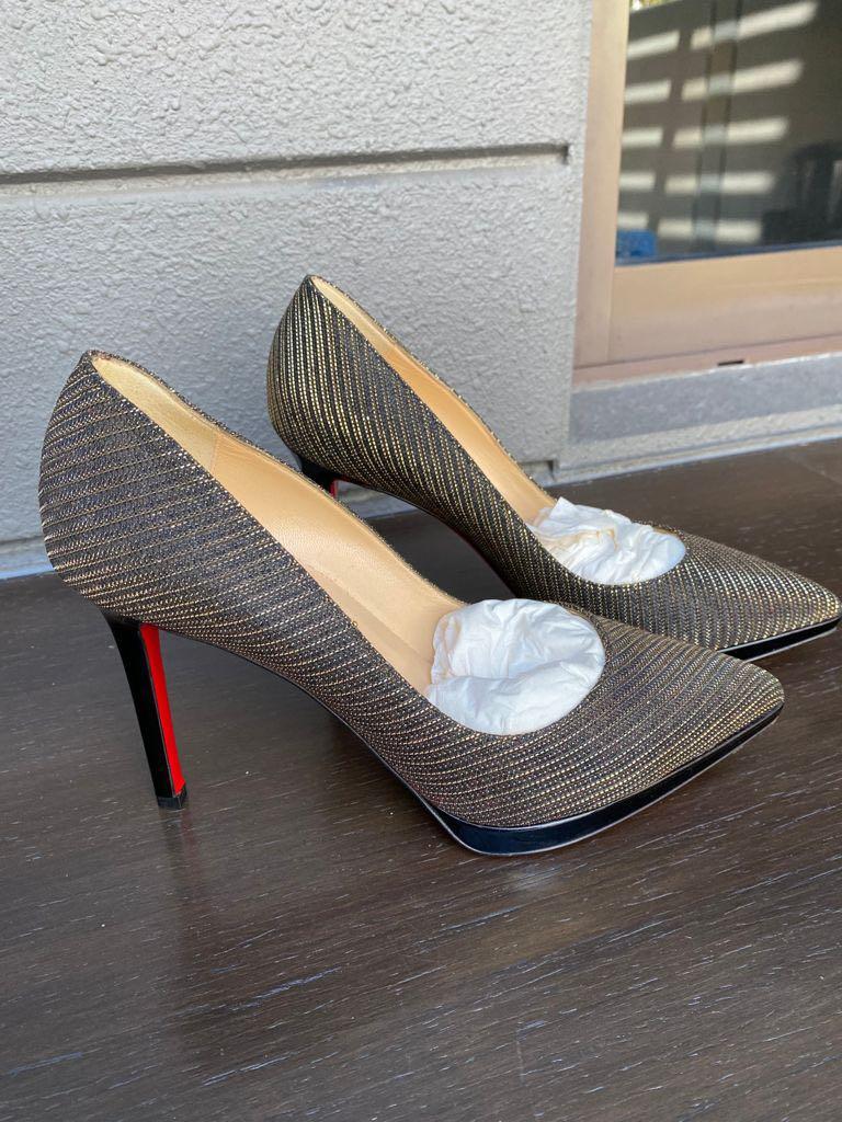 Christian Louboutin Pigalle Plato 100 Glitter Chain Patent Black Women s Fashion Footwear Heels on Carousell