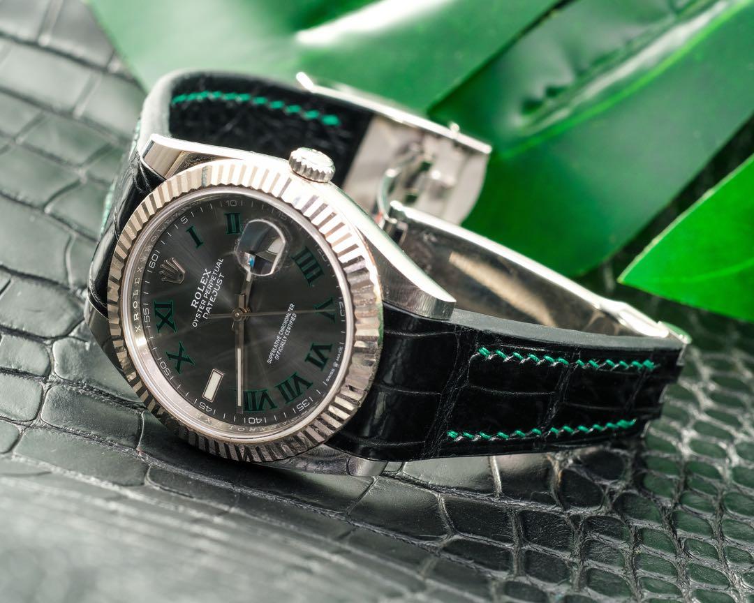 Leather strap sales for datejust 41
