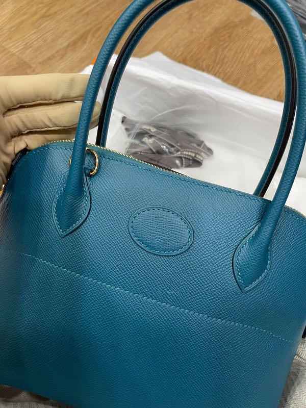 HERMES BOLIDE 27 VERT BOSPHORE EPSOM GHW STAMP Y