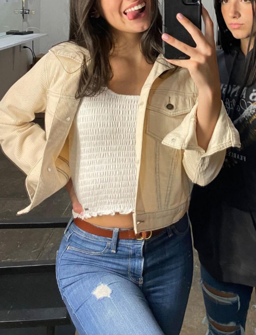 Hollister HCO light yellow denim jacket coat A F Abercrombie Fitch AF AEO Carousell