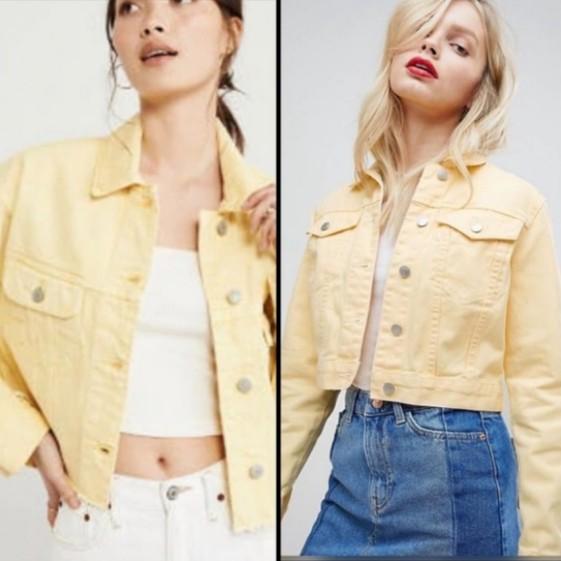 Hollister yellow denim jacket online