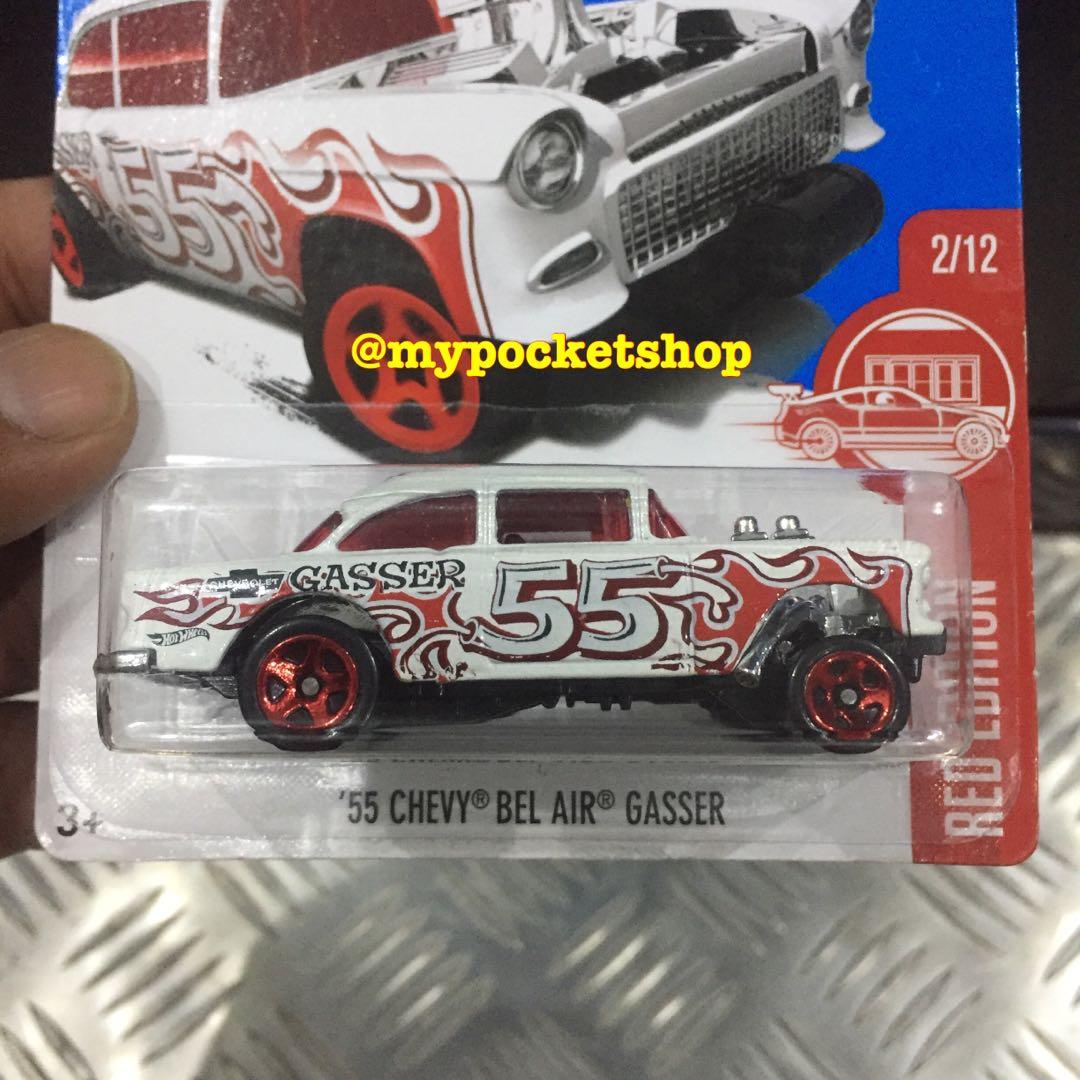 Exclusive White Hot Wheels 2017 Red Edition 55 Chevy Bel Air Gasser 2/12 