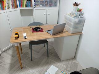 Ikea Anafallare bamboo desk, Alex drawer, hilver leg