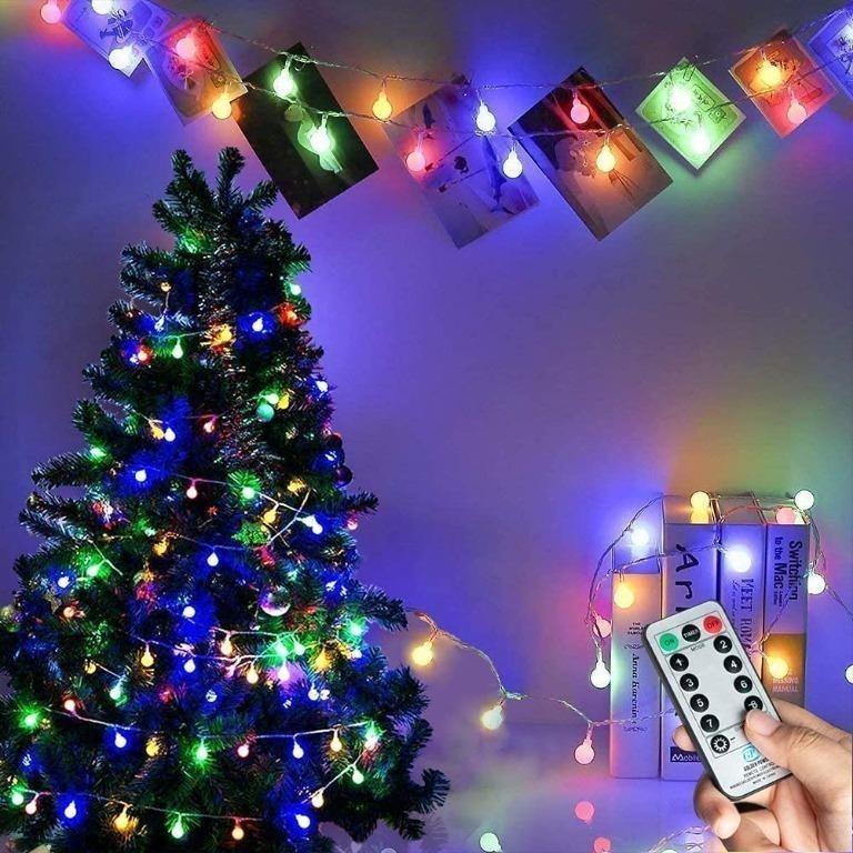 ????[INSTOCK]???? Fairy Lights Plug in 120 LEDs, 8M Globe String Lights,  Modes Garden Lights with Remote Timer Control, Christmas Lights Outdoor/ Indoor for Bedroom, Party, Wedding Decorations (Multi-Coloured), Babies   Kids, Baby