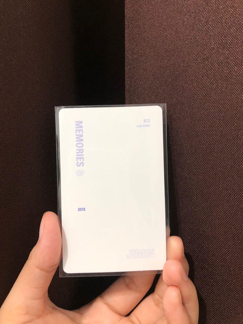 Jimin Memories 2018 BTS Photocard (Category: K-Wave Merchandise) located in Rizal. Submitted by legendiaries (Listing ID 1114289054, Image 2). Description: 3400 if payo Onhand 10/10.