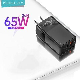 [with Freebie] KUULAA GaN 65W USB C Charger Quick Charge 3.0 3.0 QC 3.0 QC PD 3.0 PD USB C Type C Fast Usb Charger for Macbook Pro iPhone Samsung