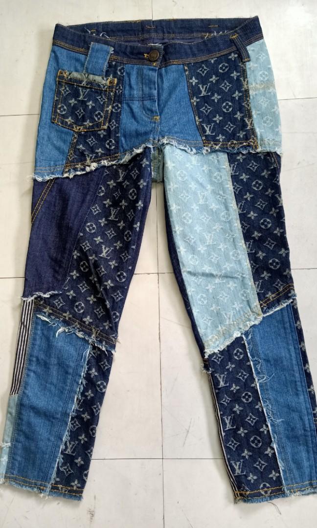 Louis Vuitton LV Monogram Patchwork Denim Pants, Men's Fashion, Bottoms,  Jeans on Carousell