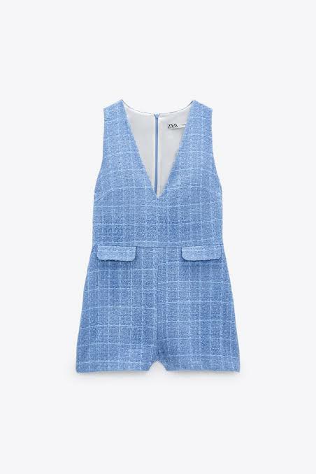 Zara SHORT TEXTURED WEAVE JUMPSUIT 