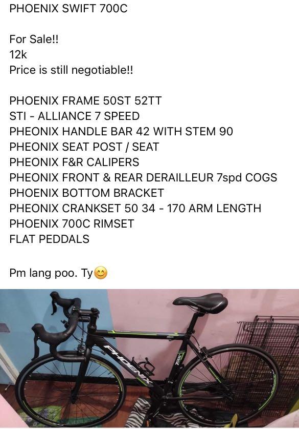 Phoenix swift 700c hotsell road bike specs