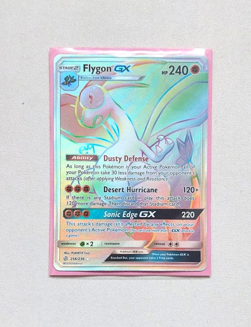 Pokemon TCG Flygon GX Rainbow Rare Card Cosmic Eclipse, Hobbies & Toys