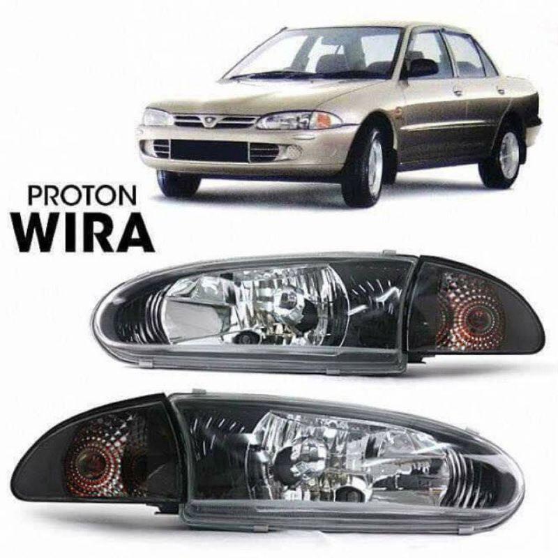 proton wira headlamp black crystal set, Auto Accessories on Carousell
