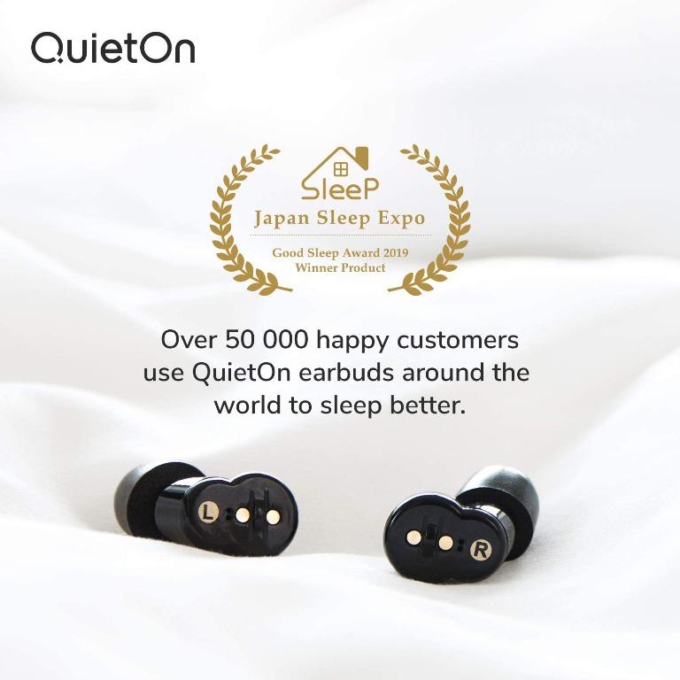 QuietOn The Award winning Smallest Active Noise Cancelling Earbuds for sleeping not adding additional noise to reduce Snoring Ambient Noise Excellent for travelers 20h of Battery Life Audio Earphones ...