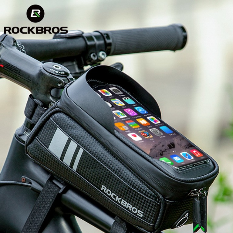 ROCKBROS 2L Bike Handlebar Bag Waterproof 7.5" Touch Screen Front Bicycle Bag 