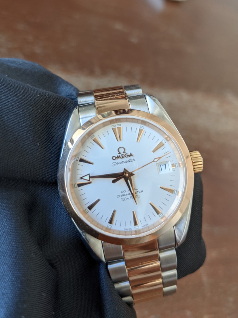 Seamaster Aqua Terra Two Tone Red Gold Steel 36mm Luxury Watches