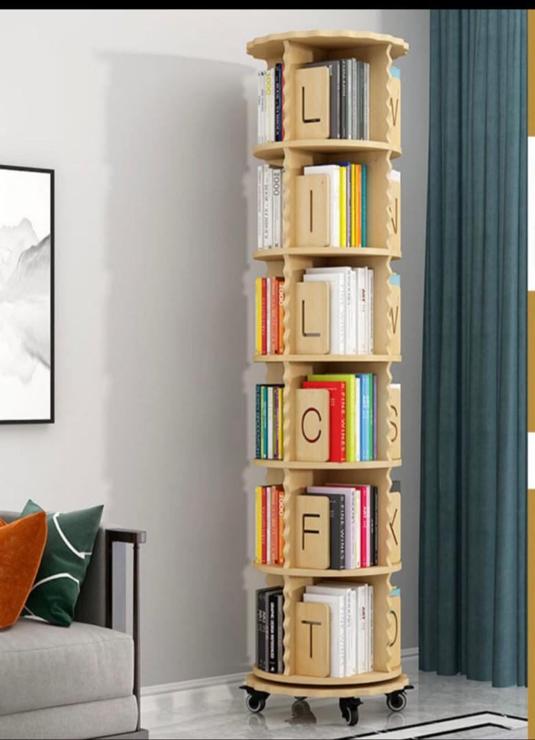 Shelf Rotation 360 Degree Book Shelf, Furniture & Home Living