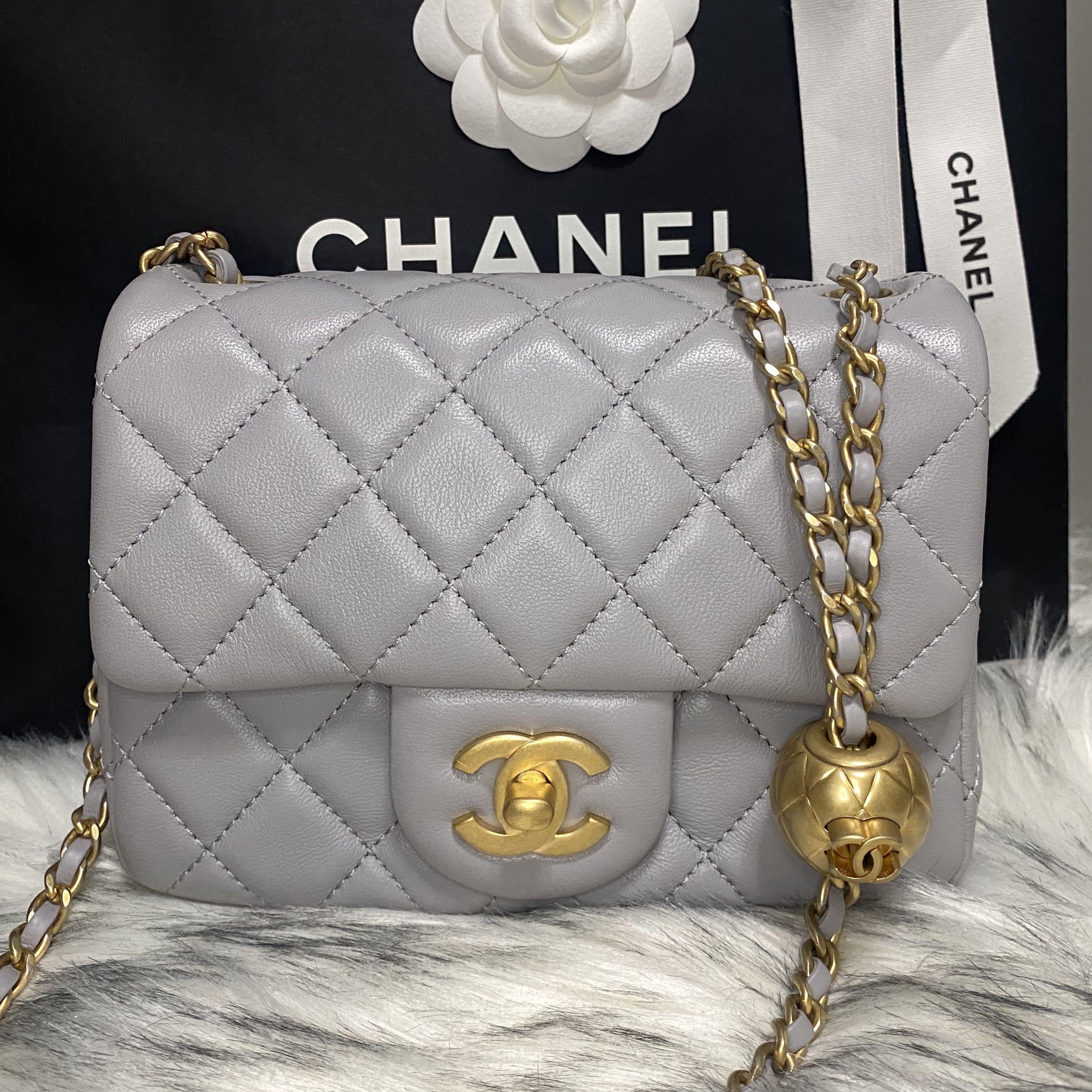 SOLD) Chanel 21B Grey Pearl Crush Mini Square Antique GHW, Women's Fashion,  Bags & Wallets, Purses & Pouches on Carousell
