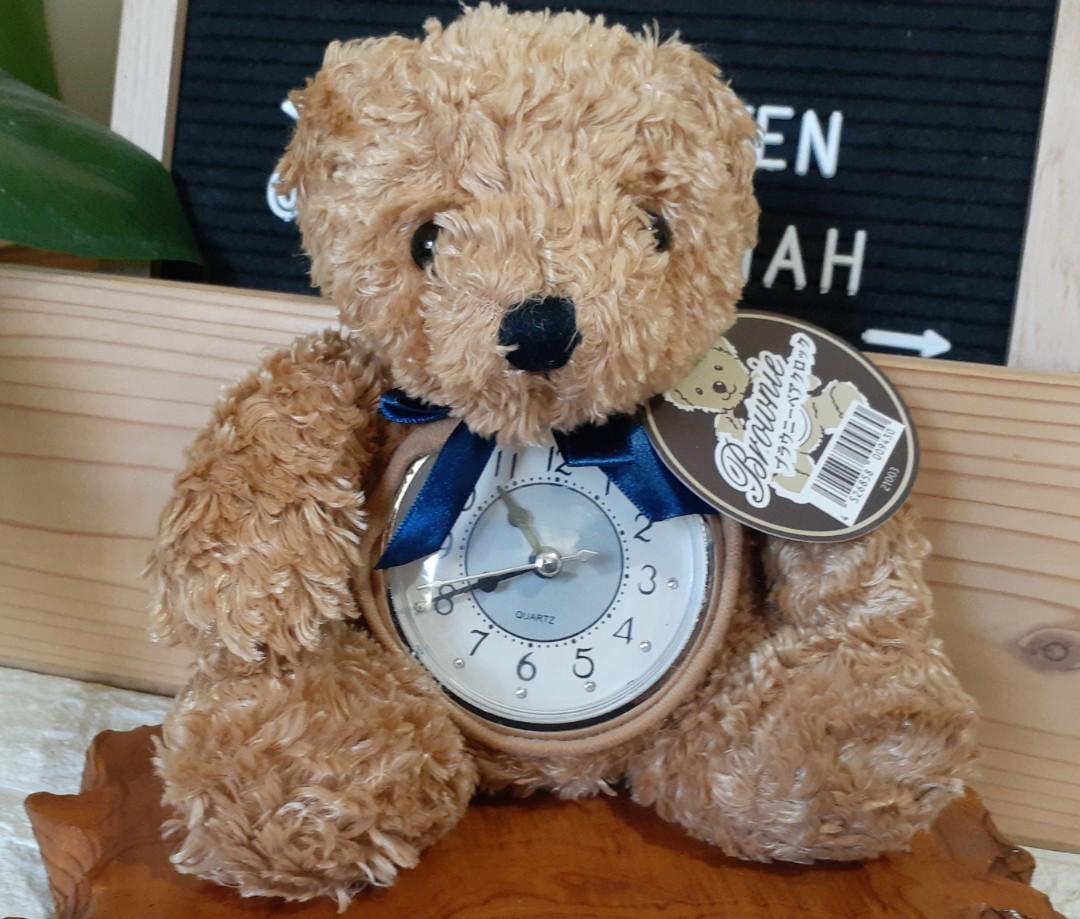 Unique BROWNIE BEAR PLUSH WITH ANALOG WATCH / CLOCK