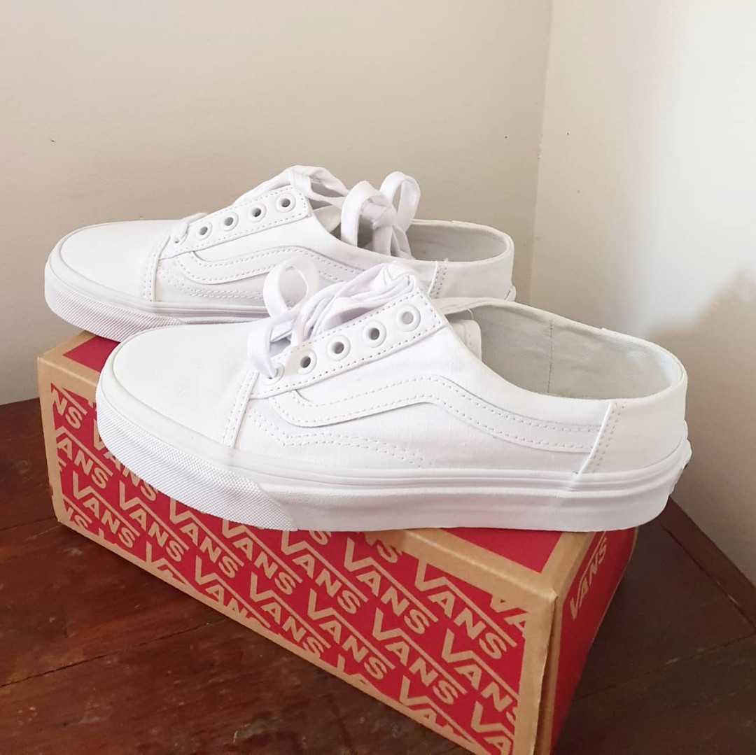 vans white mules