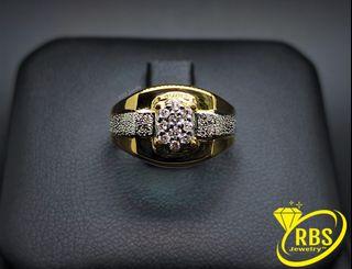 14k Oval Diamond Mens Gold Ring