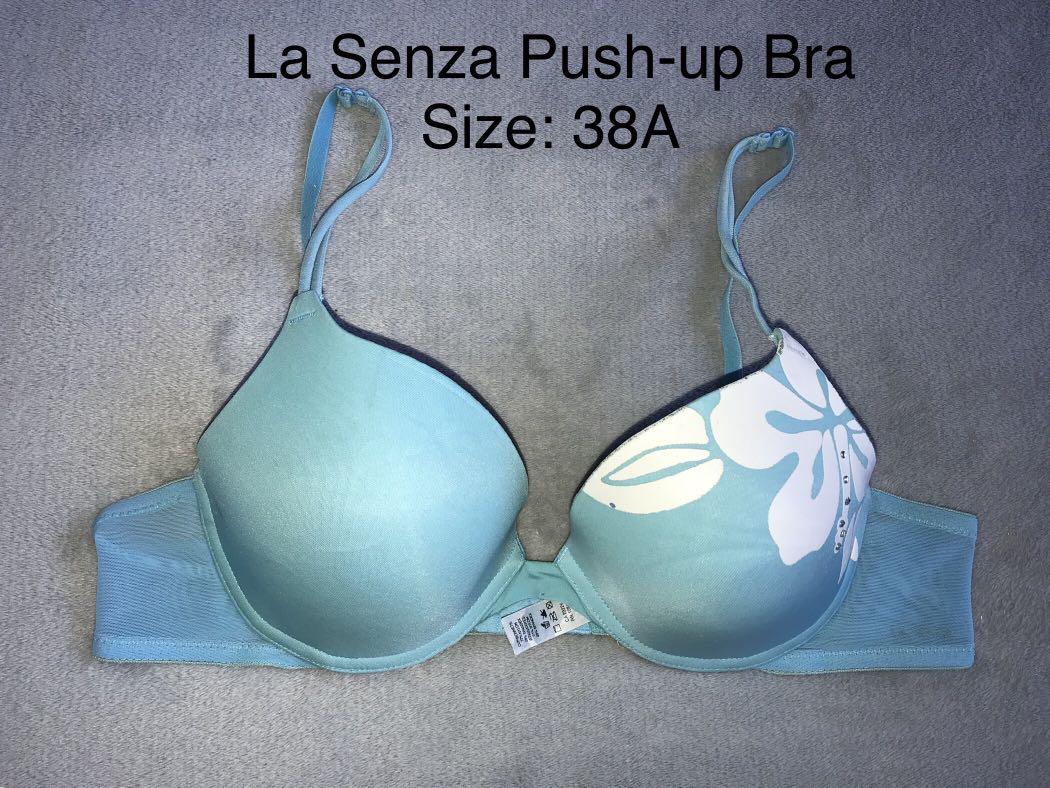 38A La Senza Push-Up Floral Bra (Baby Blue), Women's Fashion