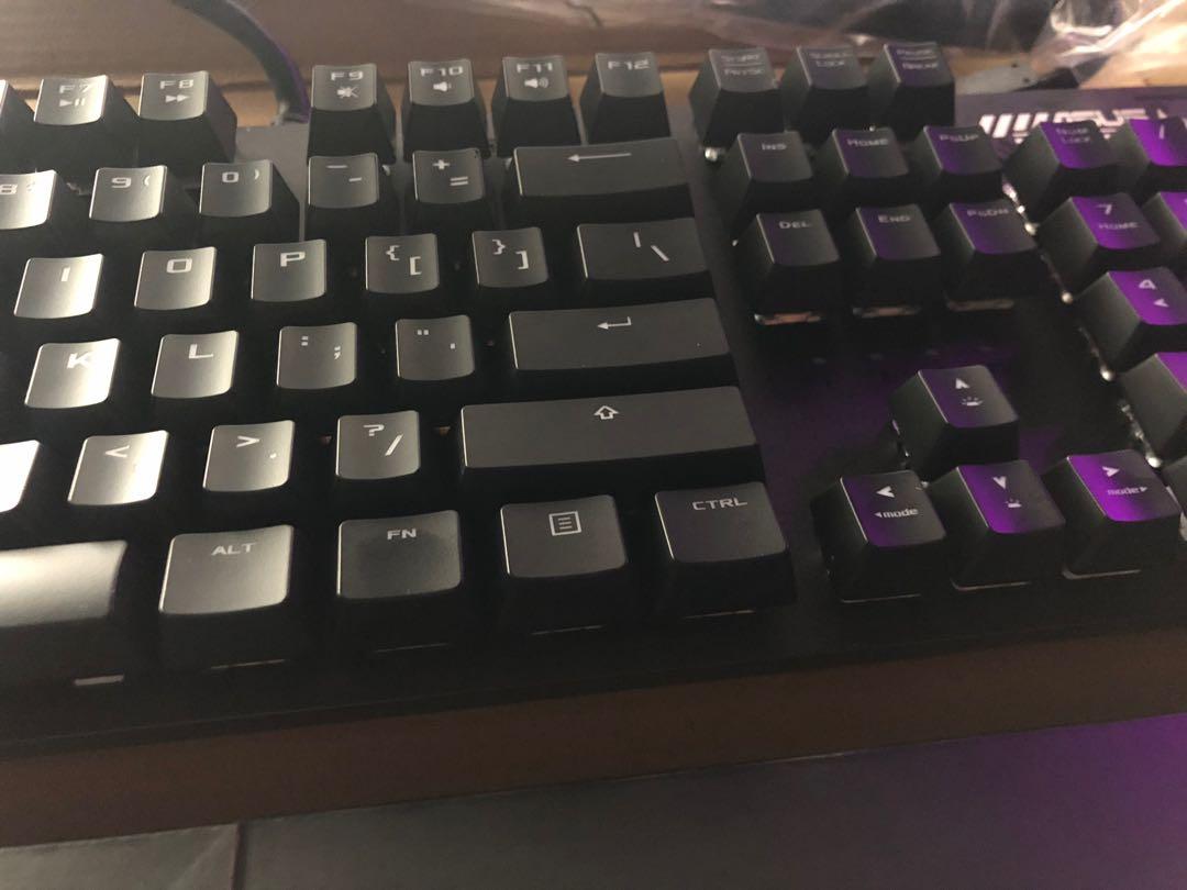 ASUS TUF K3 (Category: Computer Keyboard) located in Del Monte. Submitted by nurb.jpeg (Listing ID 1114518280, Image 1). Description: Asus TUF K3 Mechanical Keyboard Blue switch (clicky) With receipt Asus replaced my Asus tuf K3 Brand new w warranty til December 2021.