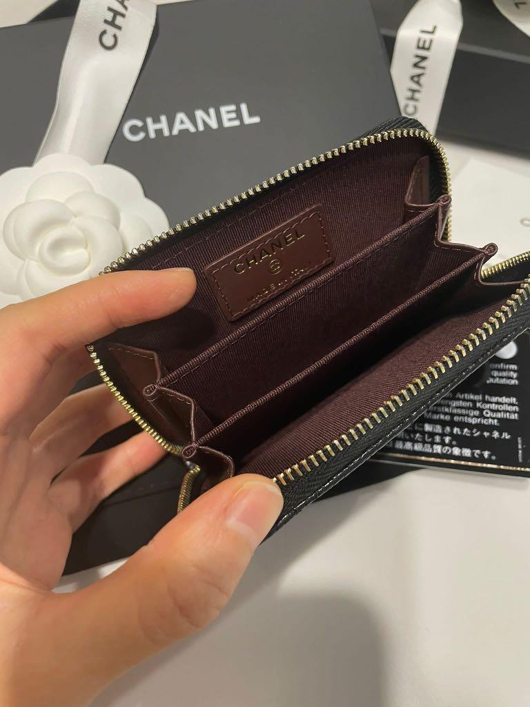 香港專門店購入chanel Zip Coin Bag黑荔枝金扣散子包card Holder Mini Wallet 名牌 手袋及銀包 Carousell