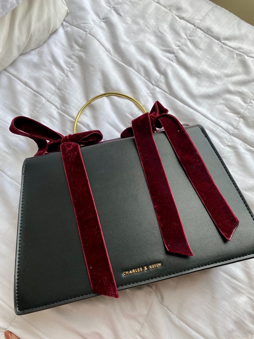 Charles and keith deals velvet bow bag