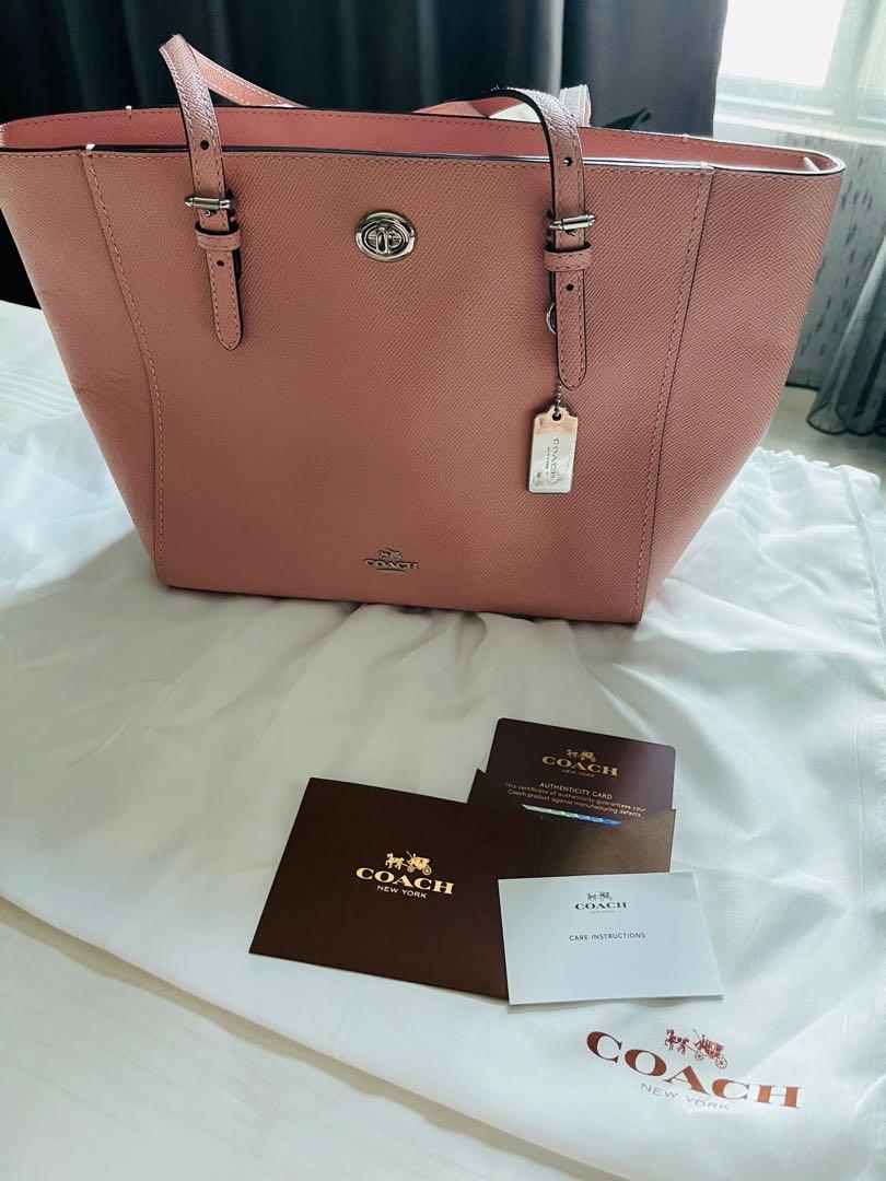 Pre loved Coach Turnlock Tote Pink in Crossgrain Luxury Bags