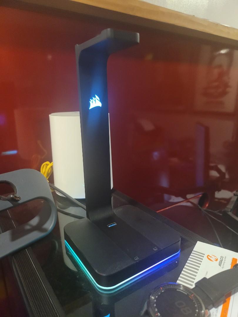 Corshair headset stand (Category: Headphones & Headsets) located in Manila. Submitted by kenchenfukang (Listing ID 1114514467, Image 1). Description: for sale corshair headset stand with usb slot and rgb no meet up lalamove grab buyers risk and expense.