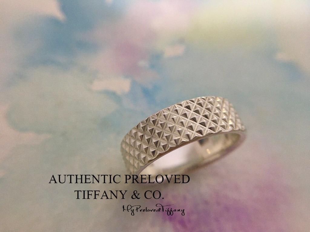 Excellent Authentic Tiffany Co. Men s Diamond Point Wide Ring