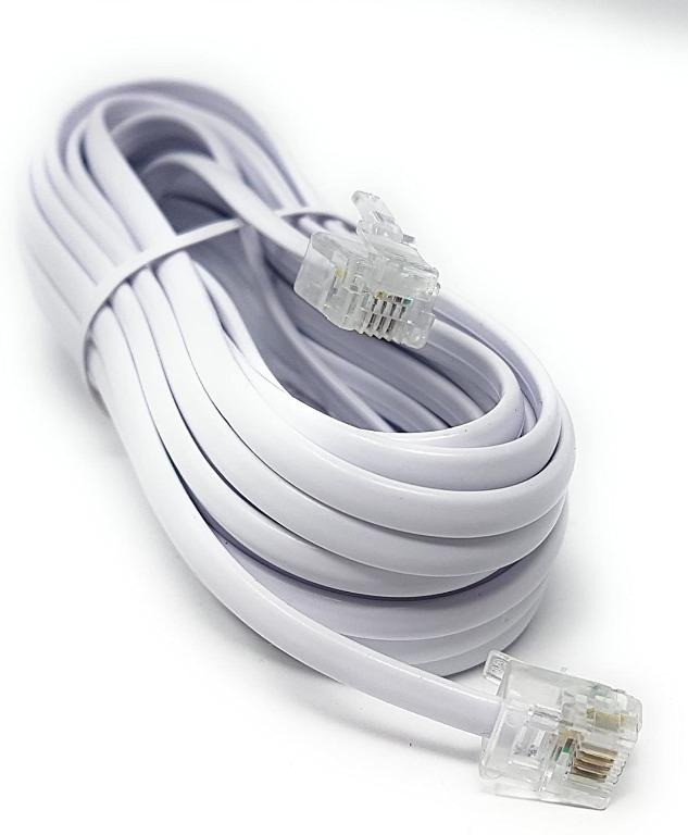 1m-20m Metre LONG ADSL 2 High Speed Broadband Modem Cable RJ11 to RJ11 WHITE 