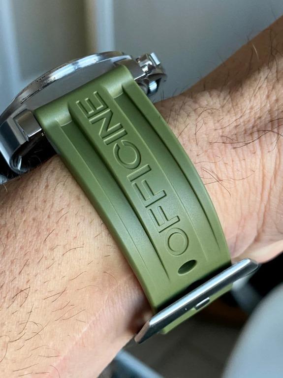 Green panerai rubber strap sale