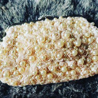 PEARL DIAMOND BEADED CLUTCH