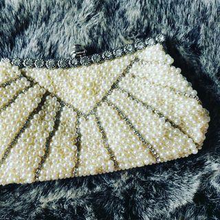 PEARL DIAMOND BEADED CLUTCH