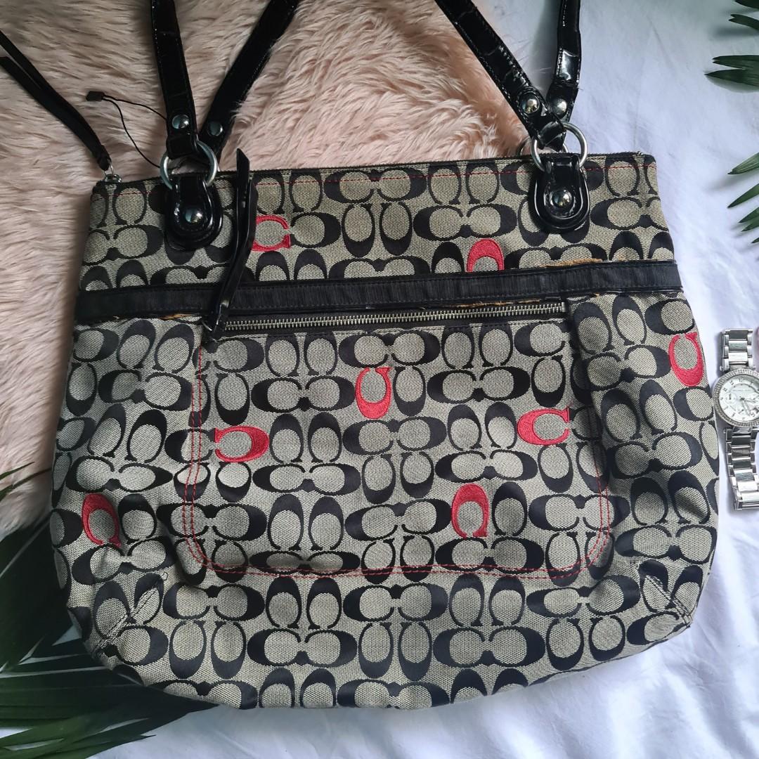 Coach | Bags | Coach Poppy Op Art Glamour Canvas Tote Black With Large C  Design | Poshmark