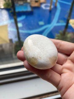 Scolecite with stillbite inclusions palmstone