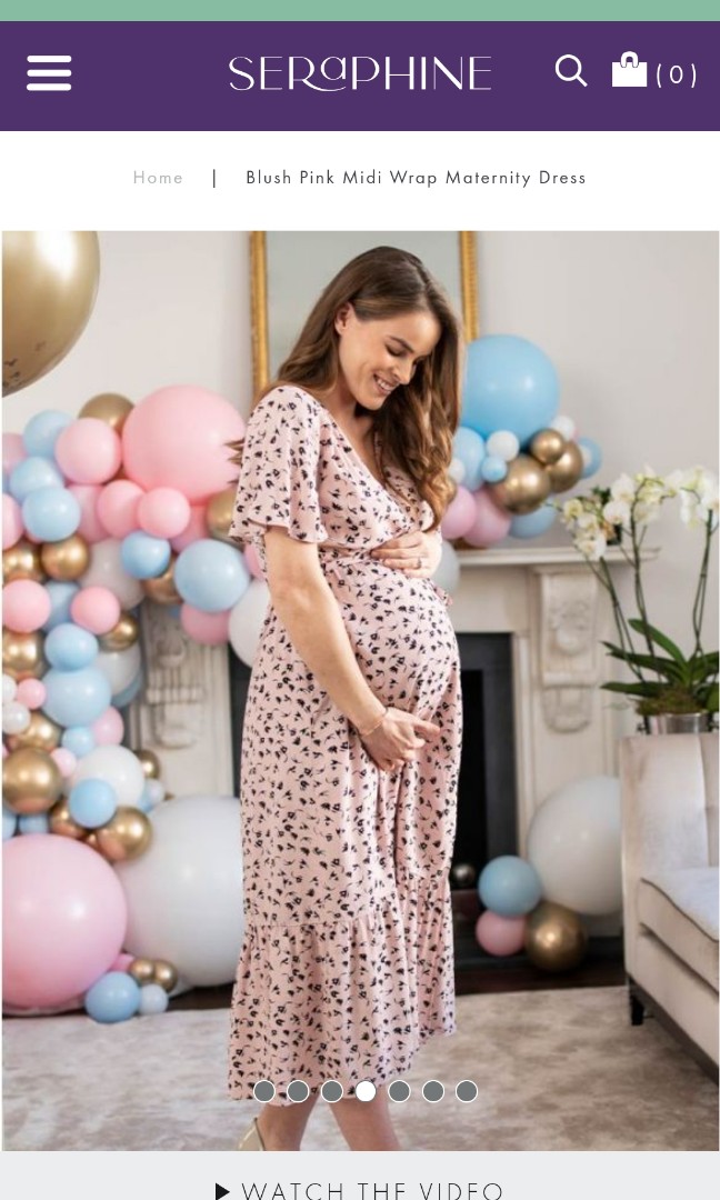 Blush Pink Midi Wrap Maternity Dress