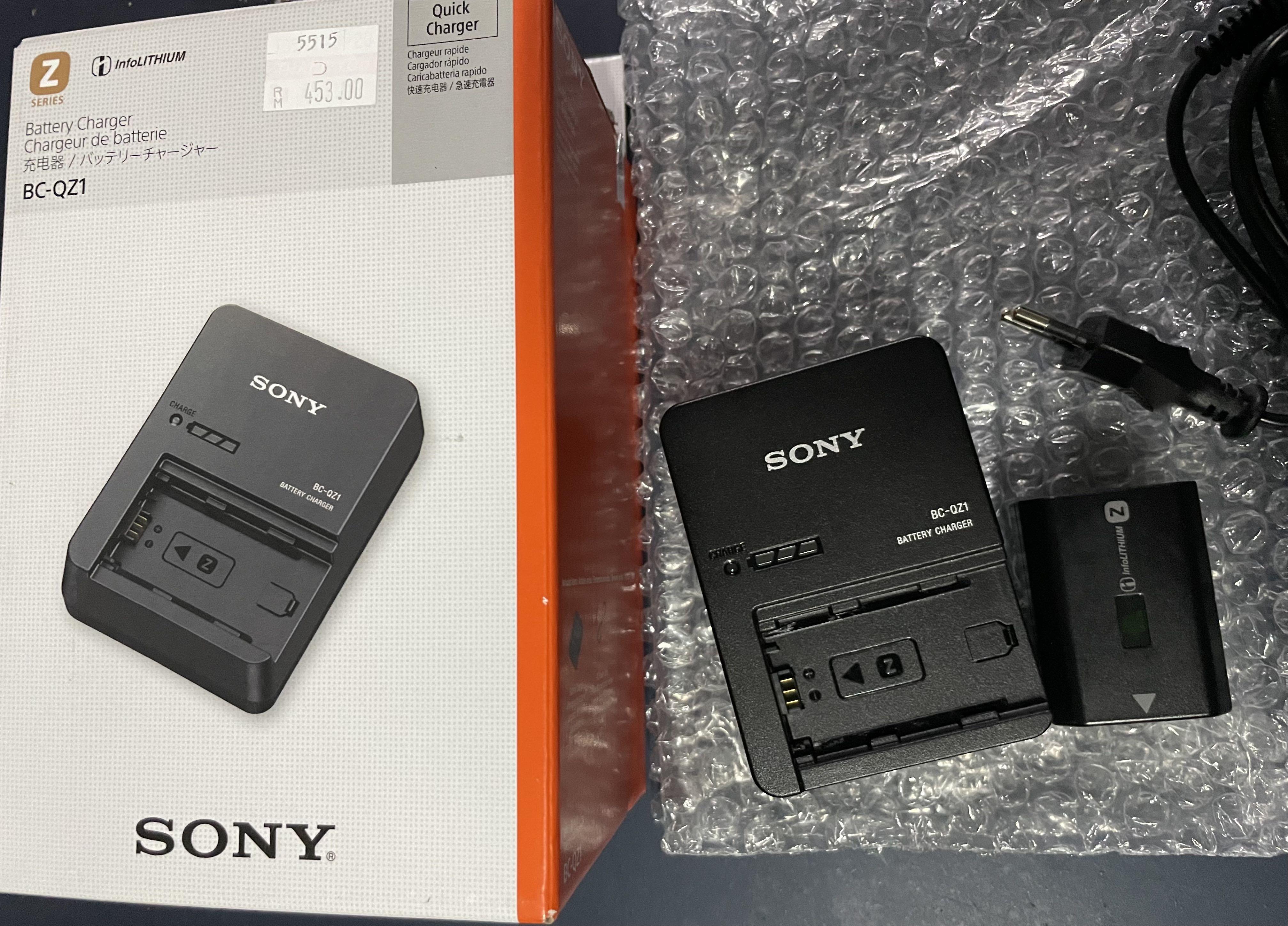 Sony Battery Charger BC-QZ1 + NP-Fz100 Battery, Photography, Photography  Accessories, Batteries & Chargers on Carousell