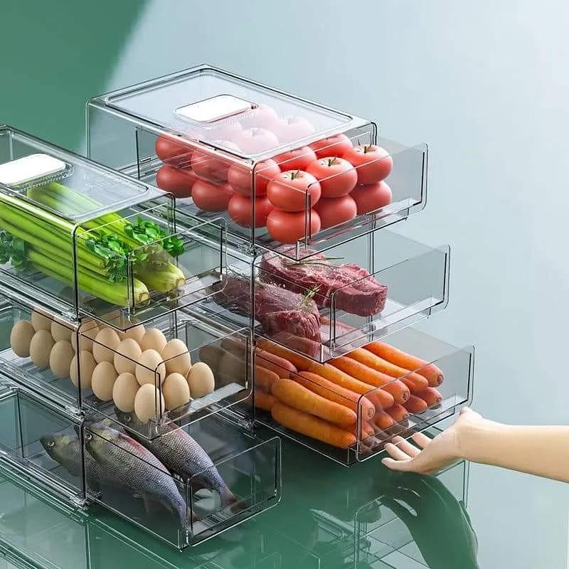 Stackable Acrylic Clear pull out drawer organizer for pantry or fridge